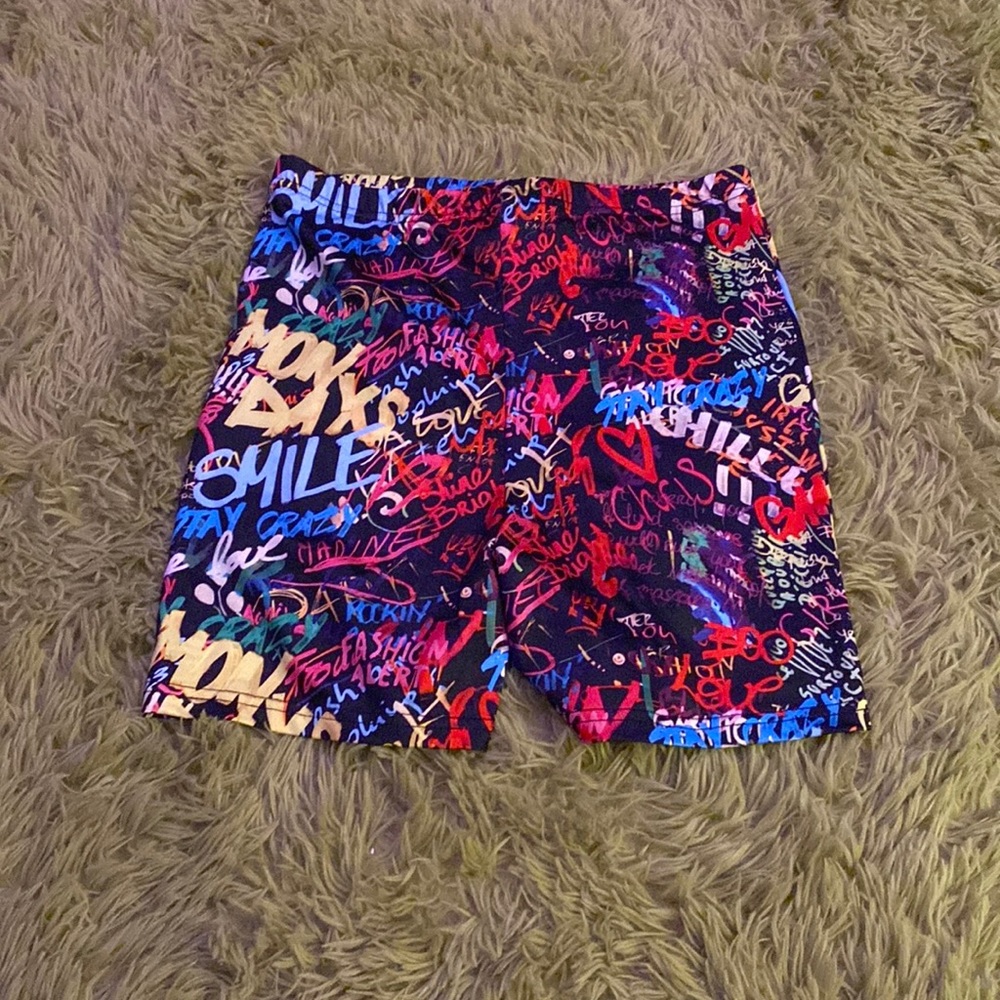 Graphic print biker shorts, size medium
